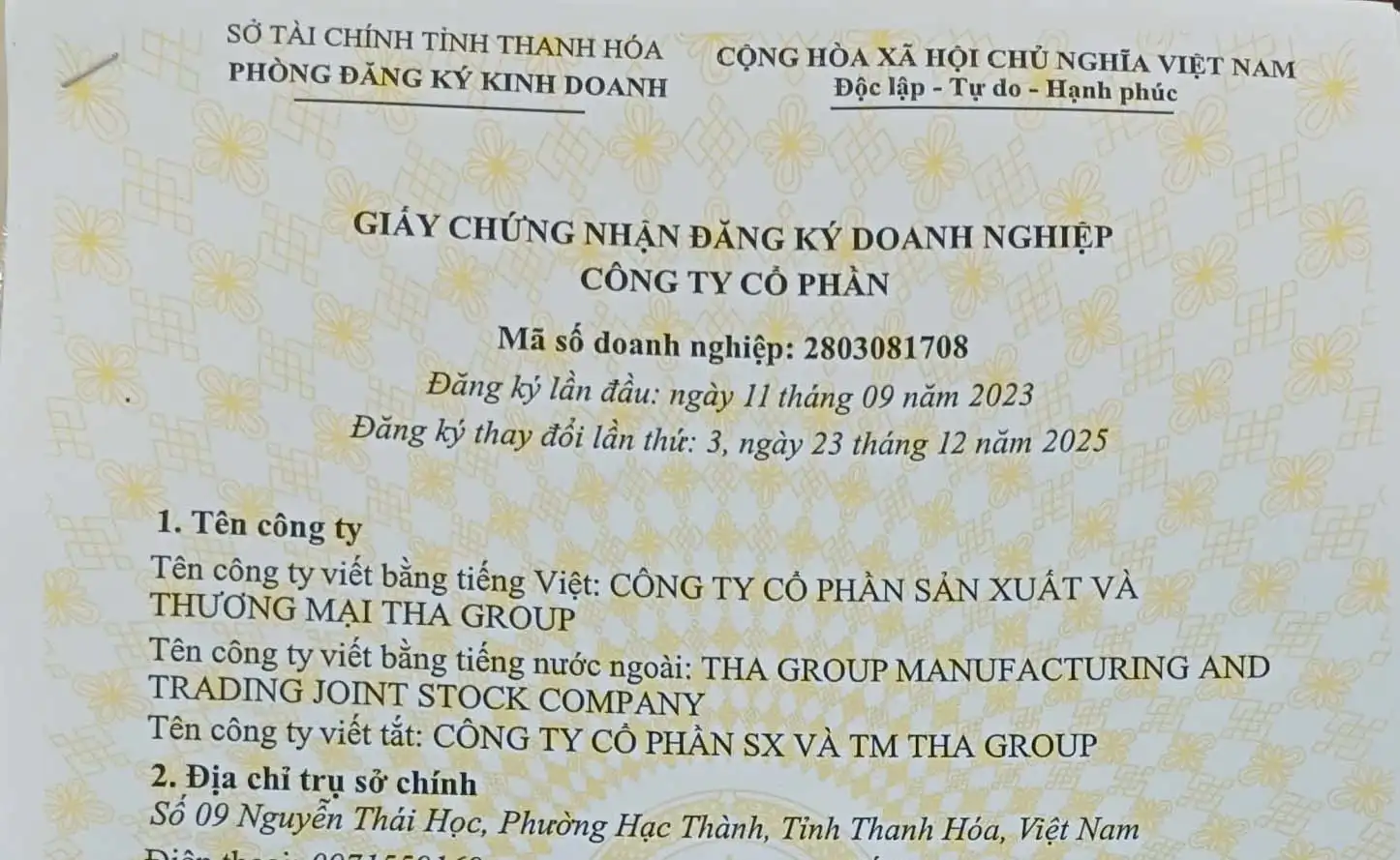 thay-doi-dang-ky-kinh-doanh-cong-ty-co-phan-san-xuat-va-thuong-mai-tha-group